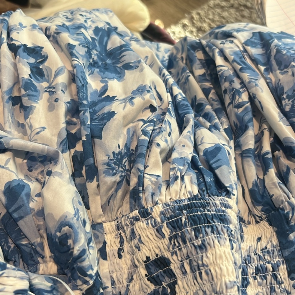 Abercrombie & Fitch Blue and White Floral Midi Dress - Picture 10 of 10
